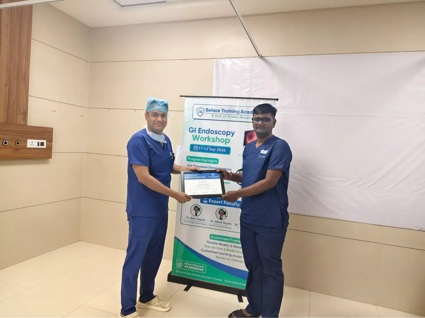 Certificate presentation during the GI Endoscopy Workshop, September 2026