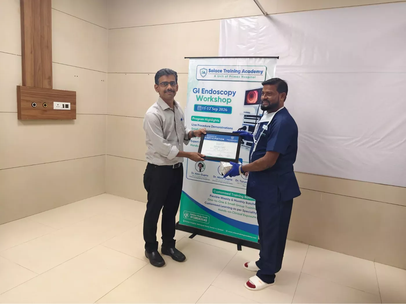 Certificate presentation during the GI Endoscopy Workshop, September 2026