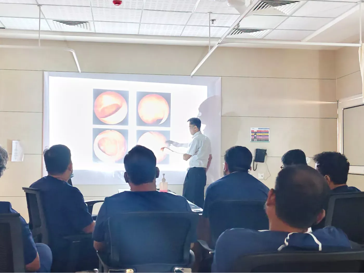 Classroom teaching session during the GI Endoscopy Workshop at Solace Training Academy